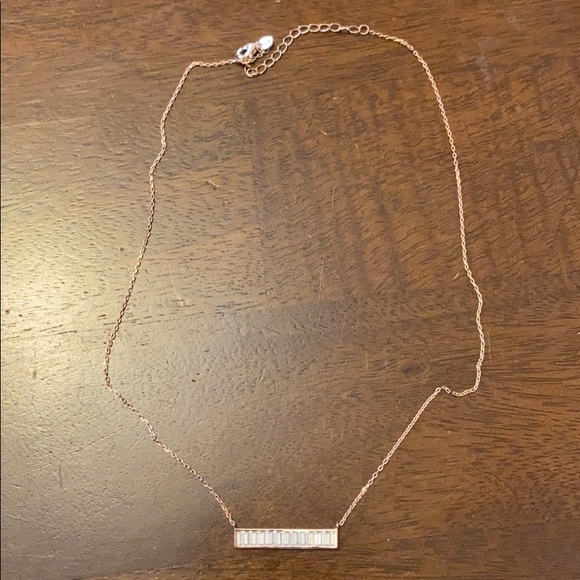 Delicate Rose Gold color Necklace with Bar Accent - Picture 1 of 4